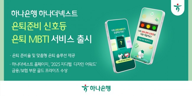 하나은행, 금융권 최초 '은퇴준비 신호등·은퇴 MBTI' 서비스 출시